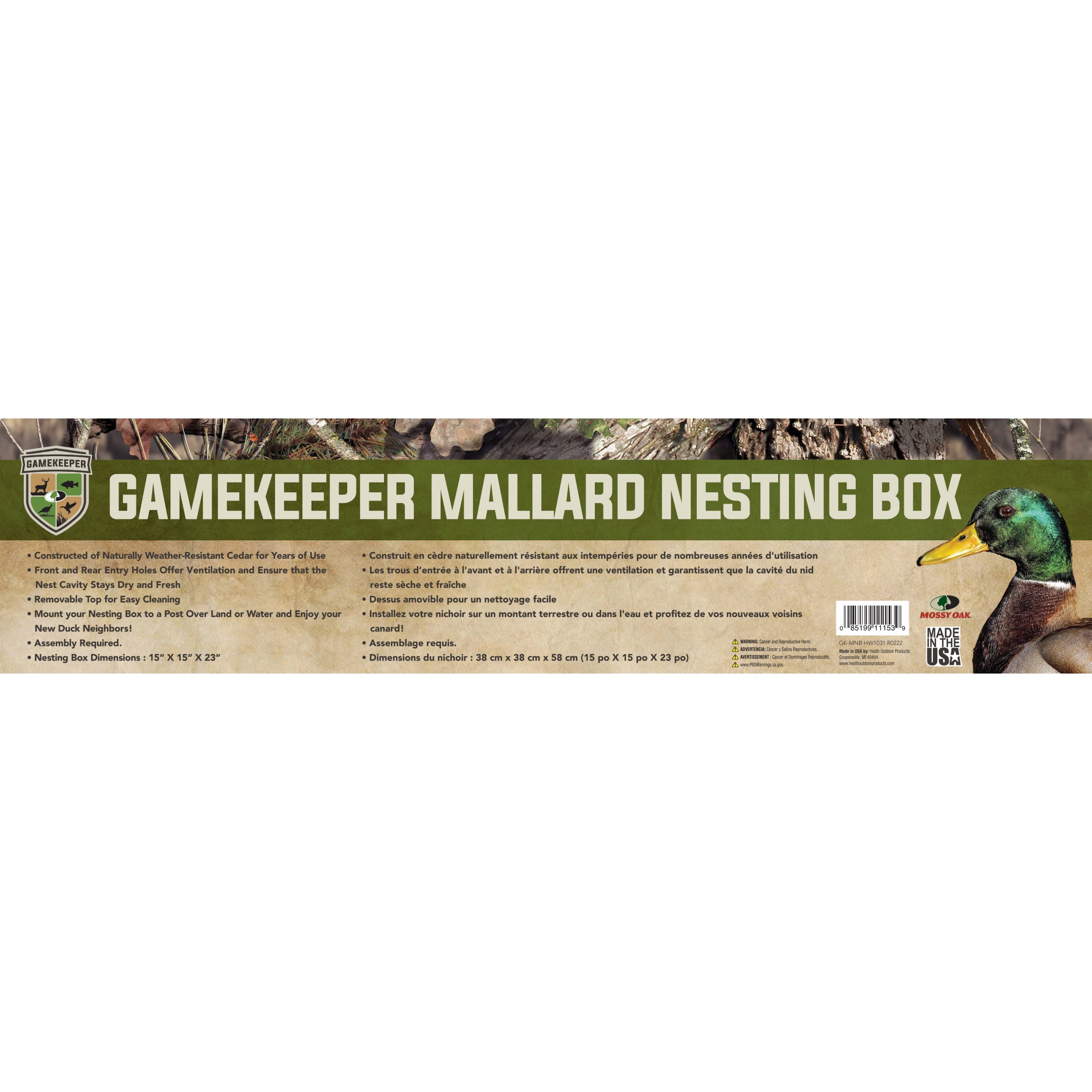 GK-MNB: Gamekeeper Mallard Made in the USA Heathoutdoors – Box – Cedar Nesting